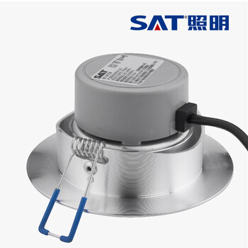 SAT照明led射灯筒灯3w/5W全套天花灯开孔7cm-7.5cm 圆头车高光平面 3W银色