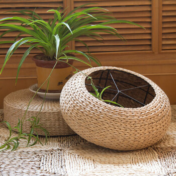 兰诗 芭蕉叶坐垫 瑜伽垫 飘窗垫 家居坐垫 小号直径40*15CM