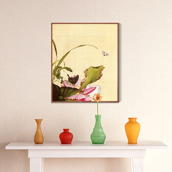 Timax客厅装饰画中式实木有框画 郎世宁花鸟画 客厅背景画玄关壁画餐厅挂画新中式别墅喷绘 喜上枝头-三联 60*80cm高档实木有框画35mm厚
