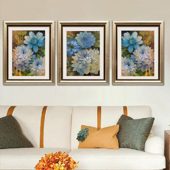 乐逸 客厅装饰画欧式田园餐厅挂画壁画墙画 大丽花YK三件套 60X70cm