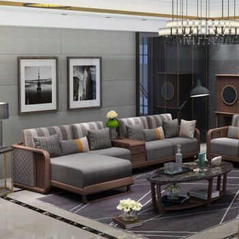 居克斯邦 北欧意式轻奢风格实木沙发 进口楠木转角贵妃组合 客厅家具