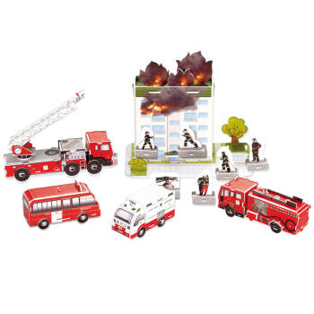 喜立方 3d立体拼图纸模型拼图 房屋系列立体拼插积木模型 b368-22消防