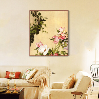 Timax客厅装饰画中式实木有框画 郎世宁花鸟画 客厅背景画玄关壁画餐厅挂画新中式别墅喷绘 喜上枝头-三联 60*80cm高档实木有框画35mm厚