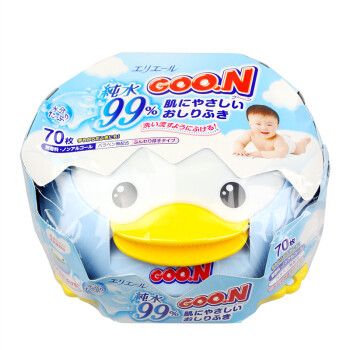 日本进口大王婴儿柔湿巾可爱企鹅湿纸巾70片/盒