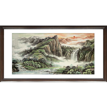 室全室美现代客厅有框装饰画挂画中式大厅大幅字画实木框中国画壁画客厅办公室旭日东升 旭日东升 80*160cm/幅