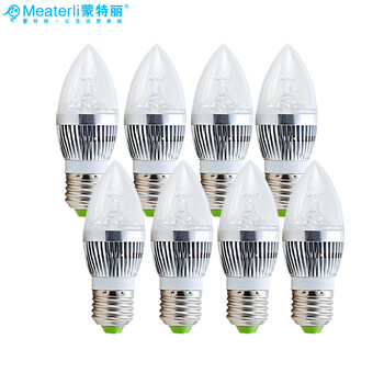 蒙特丽省电王 8支装LED尖灯泡3w E27大口 （年省电费上千/质保3年/只换不修） 黄光
