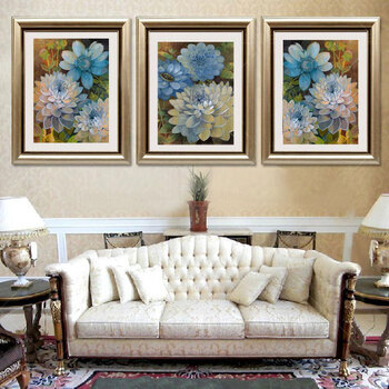 乐逸 客厅装饰画欧式田园餐厅挂画壁画墙画 大丽花YK三件套 60X70cm