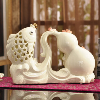 
                                        牧牛 欧式陶瓷葫芦鲤鱼摆件 福禄寿摆设 家居装饰品 创意客厅摆件工艺品礼品乔迁生日礼物                