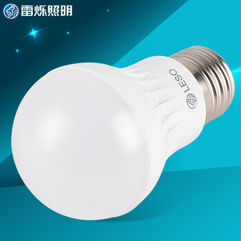 雷烁照明 led灯泡 3W 大螺口E27 节能护眼LED球泡灯 暖白光 3W 单只装