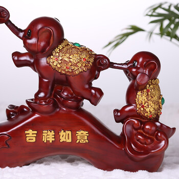 
                                        吉善缘 大象摆件 三只小象欧式创意礼品礼物家居小装饰三连象工艺品摆设 0068 吉祥如意三连象                
