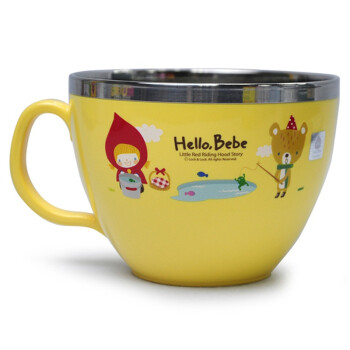 乐扣乐扣 Hello Bebe 儿童餐具 不锈钢单柄隔热大碗 水杯 LBB476 黄色 610ml