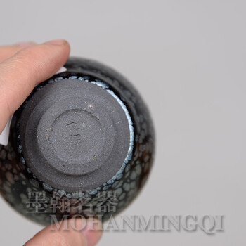 
                                        东方合信建盏工艺师 饶飞雄作品 飞星七公分油滴天目 建盏天目小杯 茶具                