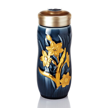 
                                        乾唐轩活瓷杯 礼品养生杯 茶具茶杯 鎏金流金岁月随身杯陶瓷养生水杯 海碧釉彩绘                