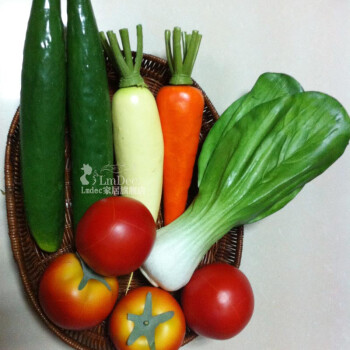 
                                                                                高仿真青菜蔬菜套装模型带果篮 辣椒茄子苦瓜萝卜红薯等 家居厨房水果装饰幼儿园教具 节日摆设 9个蔬菜不带篮 套餐二                