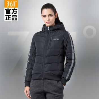 361度女装运动羽绒服外套361冬季时尚立领轻薄保暖运动外套 碳黑 xl