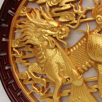 
                                                                                罗诗玛诺 东阳木雕挂屏麒麟挂件工艺品 乔迁搬家礼品壁挂中式玄关家居装饰品 客厅茶室圆形木雕挂屏 麒麟祥瑞                