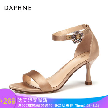 Daphne\/达芙妮2018夏季新款一字带高跟鞋细跟