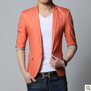 虫侠 2014<em>夏季男士</em>七分袖小西装<em>薄外套</em>男西服