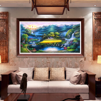 海艺创纯手绘油画老板办公室挂画客厅装饰画聚宝盆风景画山水画h12 柚