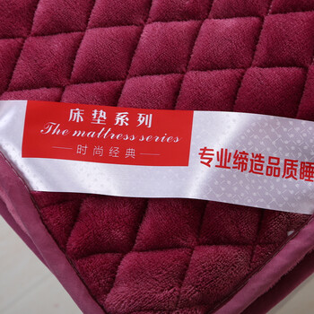 
                                        S随梦家纺 席梦思床垫加厚法莱绒单人双人床垫子 法莱绒立体床垫-酒红 0.9*2米                