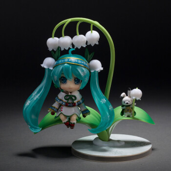 初音未来miku 魔法少女 雪初音q版荷叶初音动漫手办公仔摆件 公仔