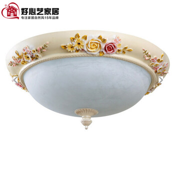 好心艺欧式田园灯具灯饰 led吸顶灯 卧室客厅灯现代简约 阳台灯玄关装饰灯玫瑰花
