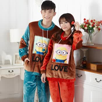 芬<em>妃</em>莱<em>睡衣</em>冬季新款长袖情侣家居服男士女士家