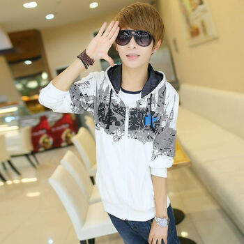 杰克青春<em>春秋</em>薄款青少年<em>卫衣男开衫连帽</em>男装男