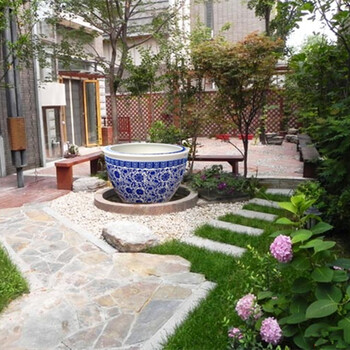 
                                        景烨陶瓷水缸鱼缸荷花缸特大号40cm~1米直径书房院子大堂瓷器花盆书画筒睡莲缸碗莲乌龟缸聚宝盆摆件 A款青花缠枝莲 特大号口径73厘米                