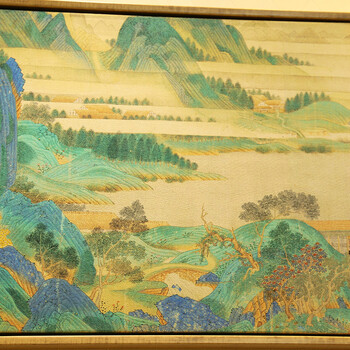 梦雅莉 卧室中式床头画现代简约卧室背景墙单幅横幅挂画装饰画 浔阳送别图 黑色外框138*33cm