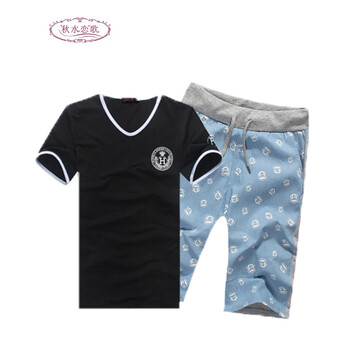 14夏装韩版纯棉印花男士男装修身短袖T恤<em>配短</em>