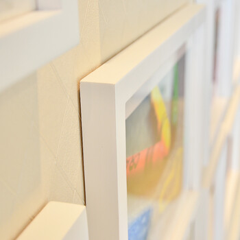 
                                        梓晨 实木照片墙 适合小墙面 小鸟墙贴相框墙组合 装饰画 实木 HD-500 白原胡送原版画芯                