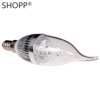 
                                        SHOPP E14螺口小口3W瓦LED球泡蜡烛尾巴节能灯5308-1 正白光源                