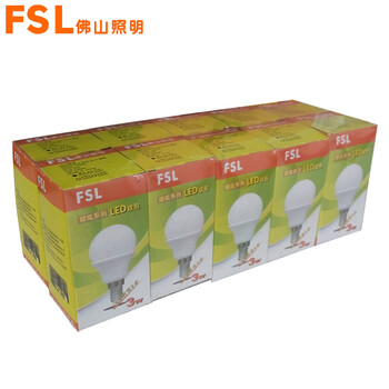 
                                        佛山照明 fsl led灯泡球泡 节能灯具 3W e14小螺口球泡 10支装 暖白光(黄光)                
