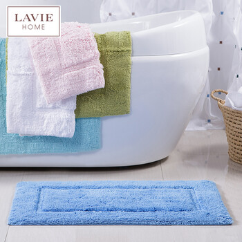 LAVIEHOME Christy浴室防滑垫门垫地垫纯棉舒美棉匹马棉进口 薄荷蓝 50cmx80cm