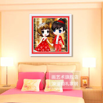 画艺术 钻石画新款满钻钻石绣婚庆情侣5D魔方圆钻3D十字绣精准印花贴钻画人物卧室挂画 浪漫婚礼满钻版48*48cm