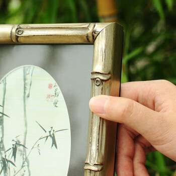 
                                        吉祥家实木相框 赏竹 6寸7寸复古像框木质照片框摆台创意礼物 新中式照片墙组合 相框赏竹银色 7寸                