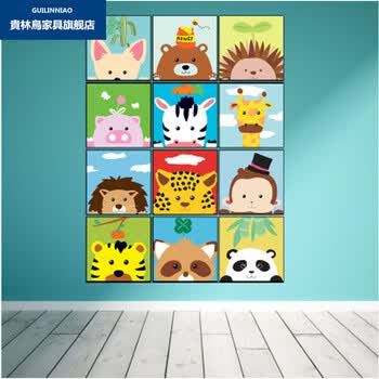 diy数字油画动漫创意卡通画动物填色画手工手绘房装饰