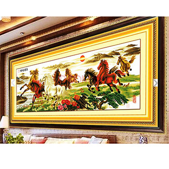 
                                        千思梦妍电脑机绣十字绣成品马到成功八骏图彩八骏客厅大画八匹马图 下图1.8米马到成功                