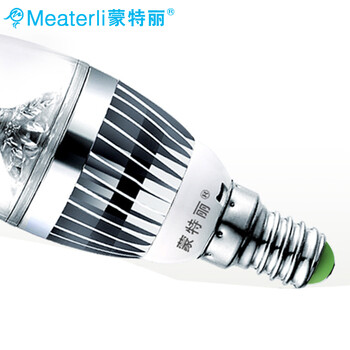 蒙特丽省电王系列 弯管烛台专用光源 3W炫银LED大功率灯泡 4支装 年省电费上千元 黄光