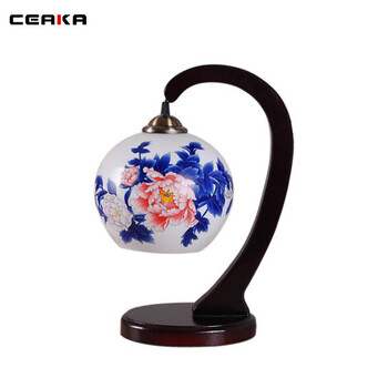 CEAKA 装饰台灯 陶瓷灯 卧室台灯床头灯 书房灯 中式灯架 薄胎 斗彩牡丹 BTD16