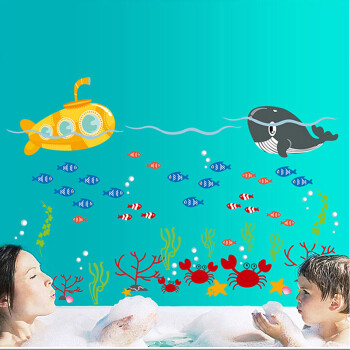 
                                        橘子燕 潜艇鲸鱼海洋世界可移除卡通墙贴纸 儿童房客厅卧室幼儿园装饰贴画 潜艇鲸鱼                