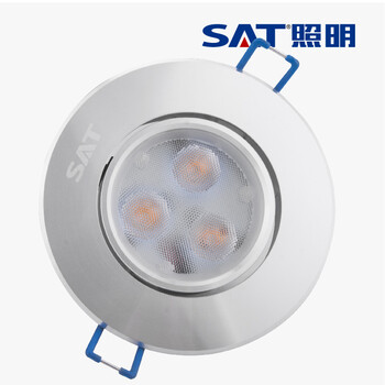 SAT照明led射灯筒灯3w/5W全套天花灯开孔7cm-7.5cm 圆头车高光平面 3W银色