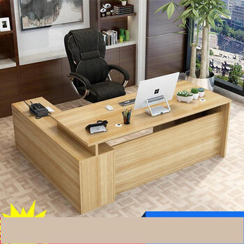 办公室创意领导单人招财大板板桌礼品原木摆件中式主管开业简约书桌大