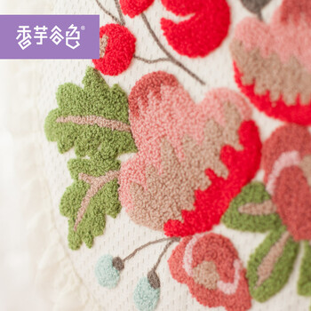 香芋谷色 新款风扇防尘罩 香芋谷色鲁绣落地扇罩子 田园布艺电风扇罩 白色风扇罩48*48cm