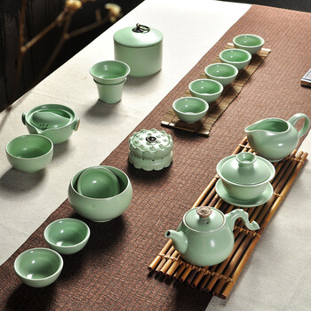 
                                        雅轾茗品 汝窑茶具陶瓷16头功夫茶具汝瓷茶壶茶杯整套红茶套装 多款可选 汝窑茶具16套装款 01                