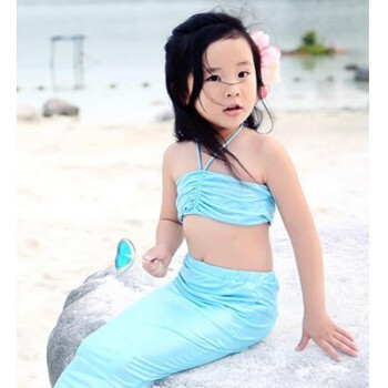 儿童美人鱼泳衣服装女童公主美人鱼尾巴游泳装女孩海滩分体比基尼