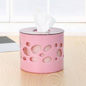 创意卷筒圆筒纸巾盒圆形抽纸盒客厅用家用卷纸筒桶卫生纸 粉红色 粉色