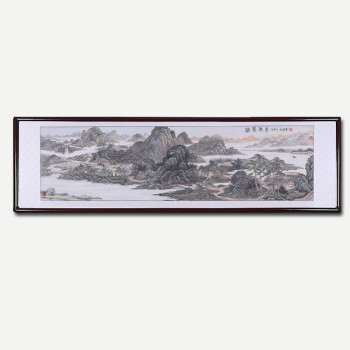 王清国 中国书画协会会员 六尺横幅工笔山水画