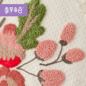 香芋谷色 新款风扇防尘罩 香芋谷色鲁绣落地扇罩子 田园布艺电风扇罩 白色风扇罩48*48cm